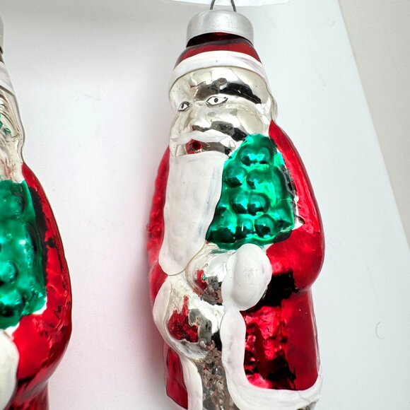 Bradford Novelty Christmas Trimmeries Hand Decorated Glass Santa Ornaments 4-Pac - Picture 8 of 11